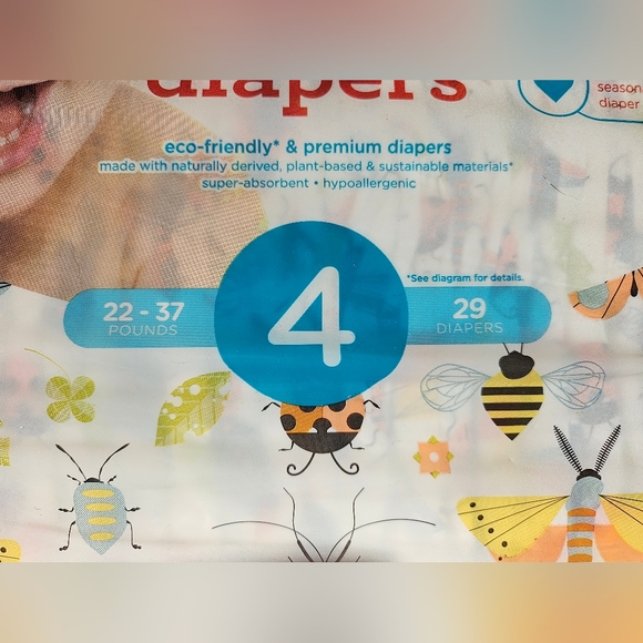 Disc 2 Pack 29 Ct Honest Company Diapers Size 4 Grey Panda Multi Bugs - Picture 3 of 3